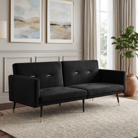 Canapé en lin noir avec dossier réglable 164 x 89 x 70 cm, Okwish