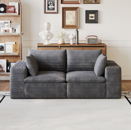 Canapé d'angle compressé en tissu gris foncé avec design…, Okwish