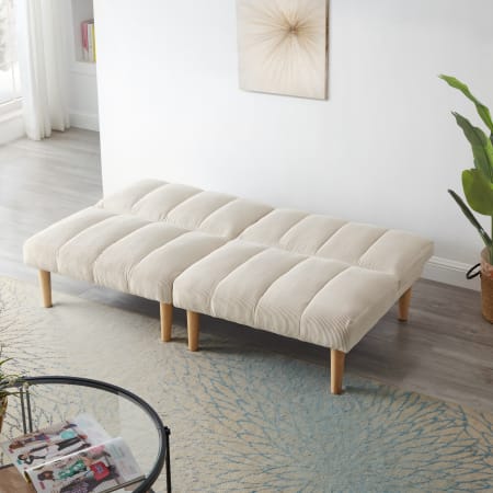 Canapé en velours côtelé beige avec dossier réglable 167 cm, Okwish