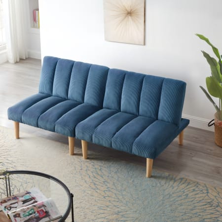 Canapé en velours côtelé bleu avec dossier réglable…, Okwish