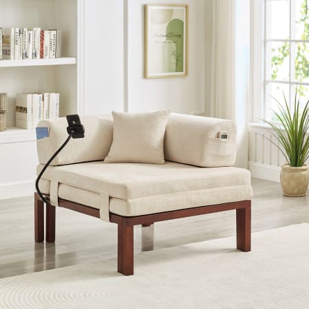 Canapé convertible en velours beige avec lit gigogne…, Okwish