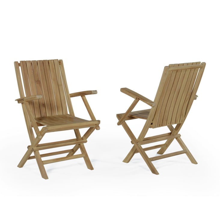 Lot de 2 chaises pliantes en teck Ecograde© Barbade