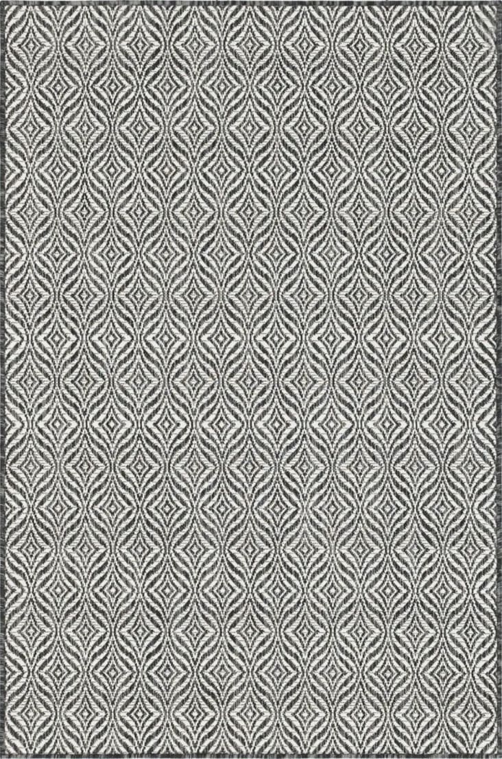 Tapis d'extérieur noir à motif blanc -120x160