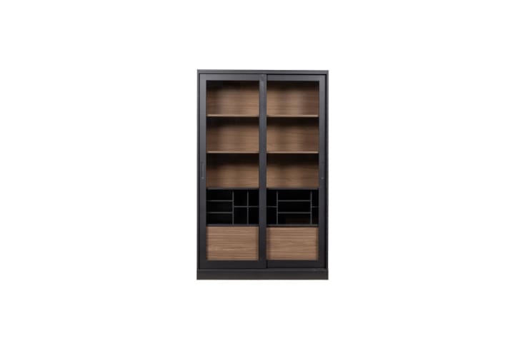 Cabinet 2 portes coulissantes en bois noir