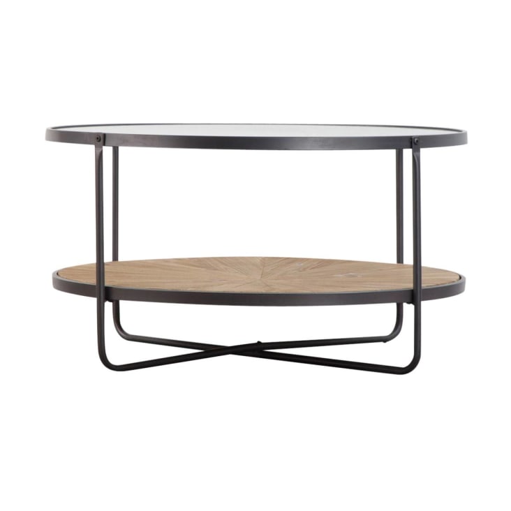 Table basse avec double plateau en métal noir Mudo