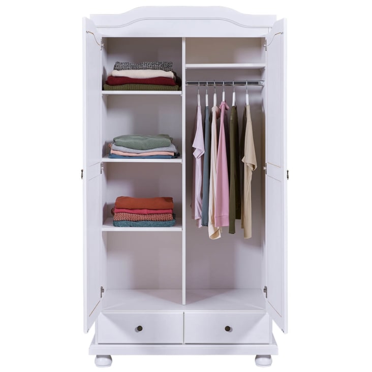 Armoire 2 portes bois massif blanc NEDER Maisons du Monde