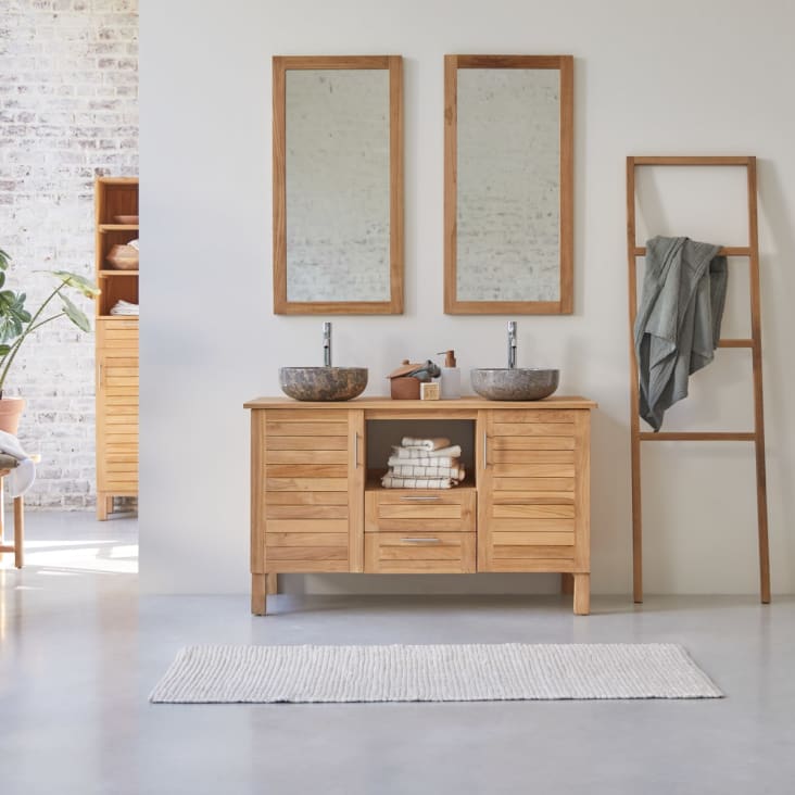 Organiseur de tiroirs salle de bain Modern rectangulaire en bambou L.25 x  P.10 x H.15,5 cm