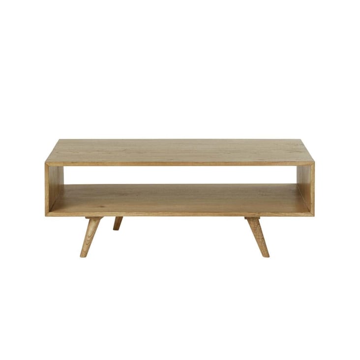 Mesa Baja de madera de Mindi beige con balda inferior, 170 x 80 x 46 cm -  TessaHome