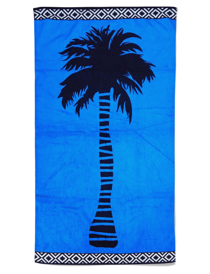 Serviette de plage éponge velours bleu plaza 86 x 160