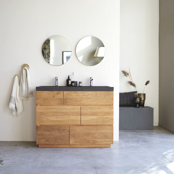 Mueble de baño en roble macizo y cerámica 120 cm Easy - Baño