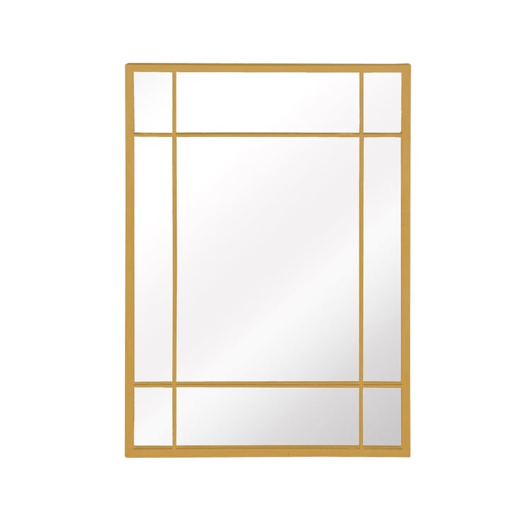 Miroir Art Déco rectangulaire en métal doré 97 x 67 cm