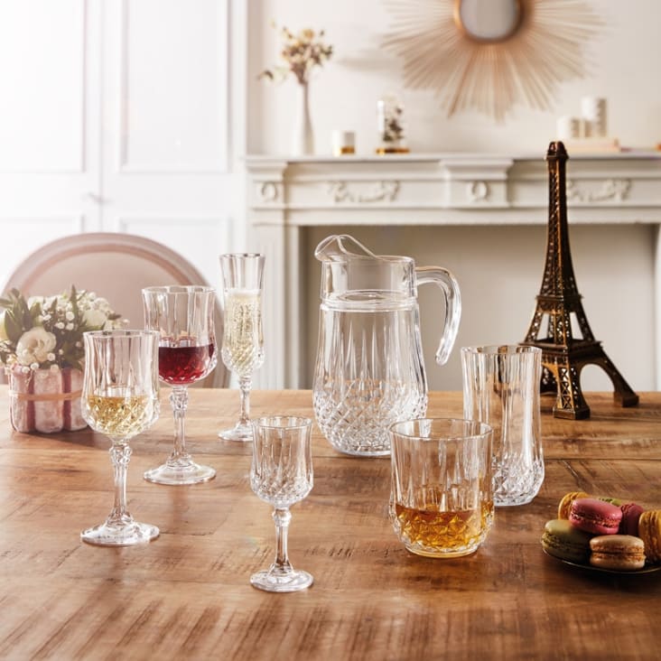 lot x1 0,5l bouteille en verre et x6 verre à shot transparent avec motif de  fruit