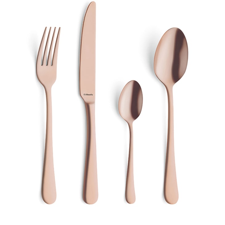 Posate Rame Collection Set di posate da 24 pezzi in rivestimento in acciaio inox rame Austin ...