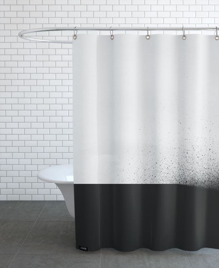 Rideau de douche en polyester en blanc & gris 150x200 Black 00