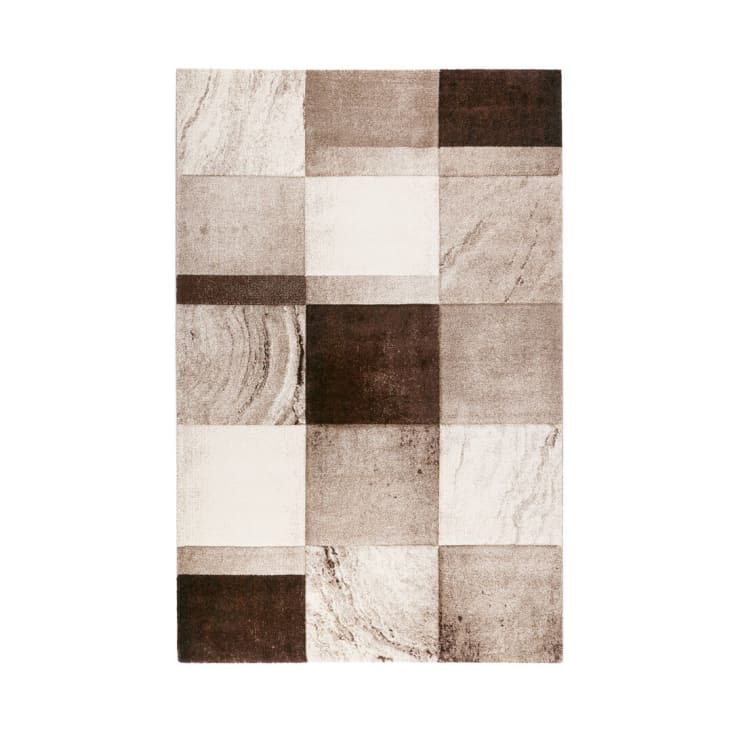 Tapis cubisme design en polypropylène marron 160x225