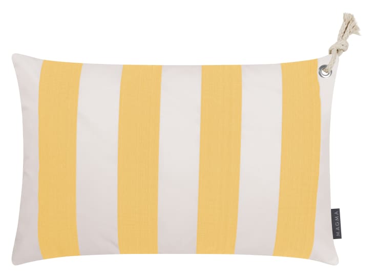 Housses de coussin rayées jaune/blanc avec corde - Lot de 2- 60x40