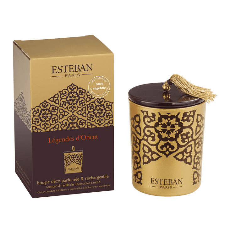 Bougie parfumée rechargeable 450g à 3 mèches, Vanille d'or – Estéban