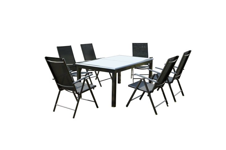 Table de jardin et 6 chaises en aluminium gris