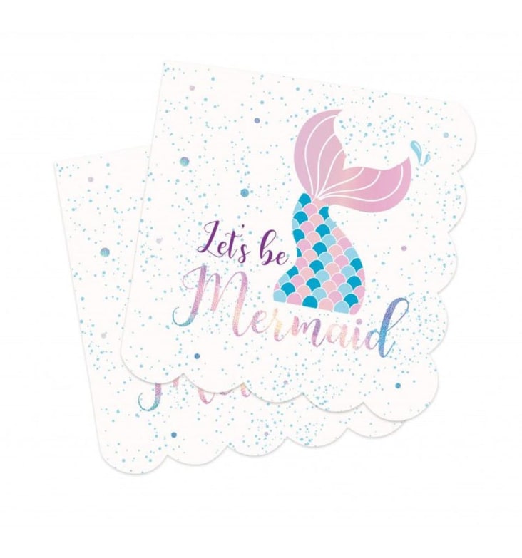 Tovaglioli Di Carta Con Squame Di Sirena, 20 Pezzi 33x33 Cm, Tema Oceano Per Feste Compleanno E Baby Shower, Colori Verde Acqua, Viola E Rosa