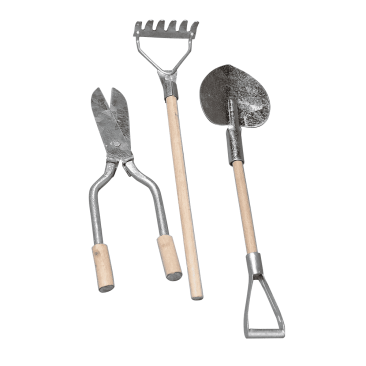 3 mini outils de jardin métal-bois 9-13cm