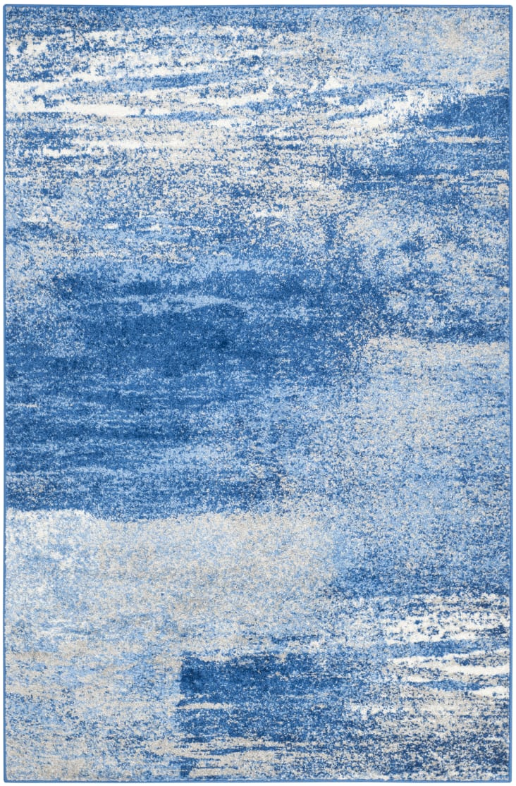 Tapis de salon interieur en argent & bleu, 122 x 183 cm