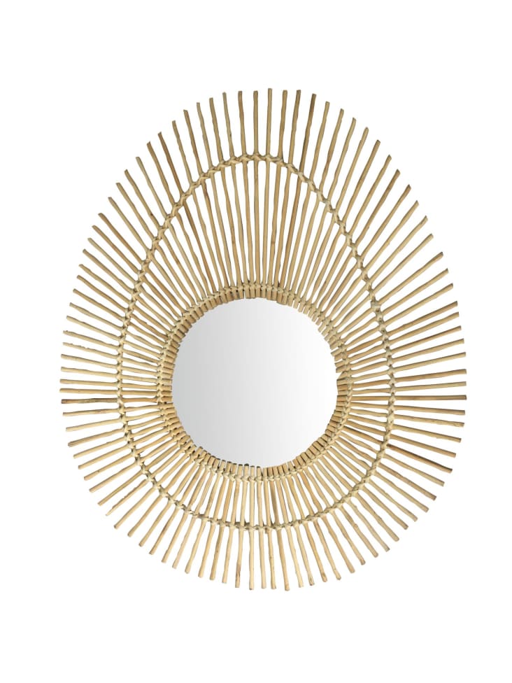 Miroir ovale en bambou h60cm