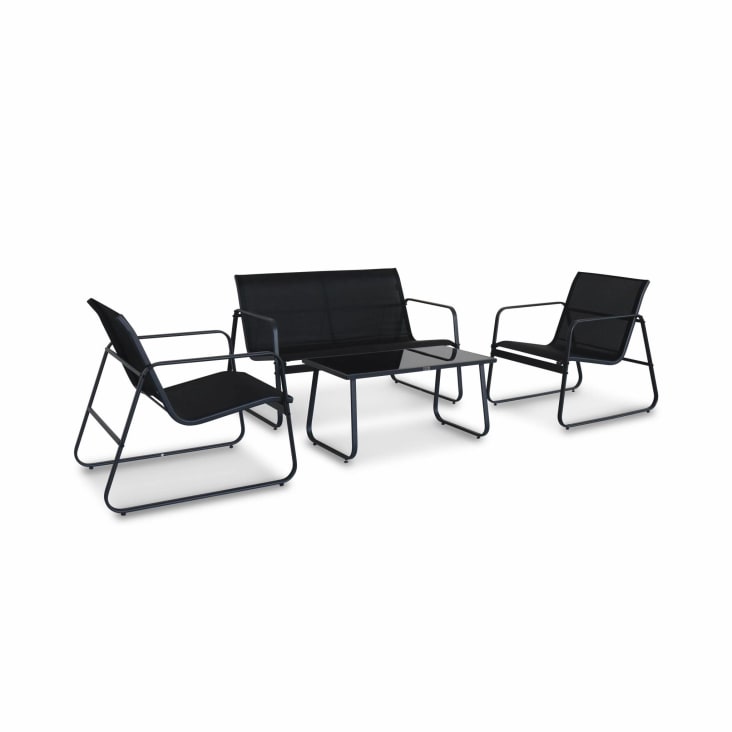 Gartenset aus Metall und Textilene für 4 Personen, Anthrazit Silvi