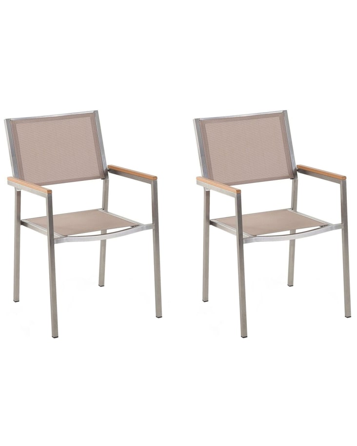 Set di 2 sedie acciaio e tessuto beige