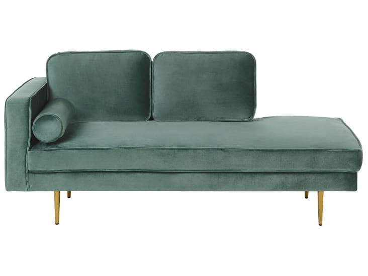 Chaise longue velluto verde menta sinistra