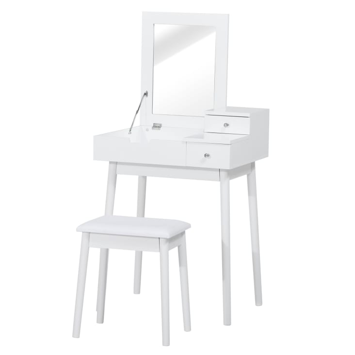 Coiffeuse avec tabouret miroir rabattable coffre