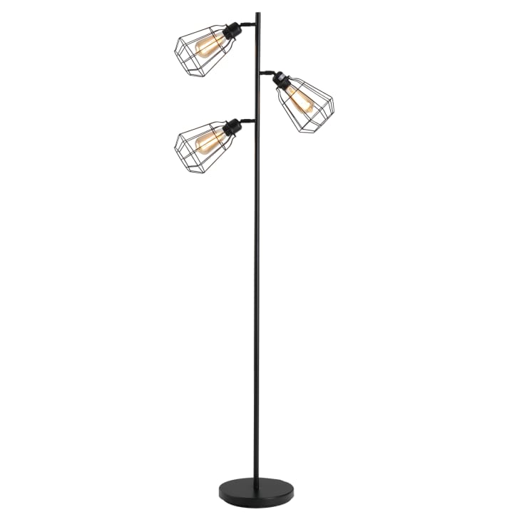 Grand lampadaire de salon métal noir trois ampoules - Celinda