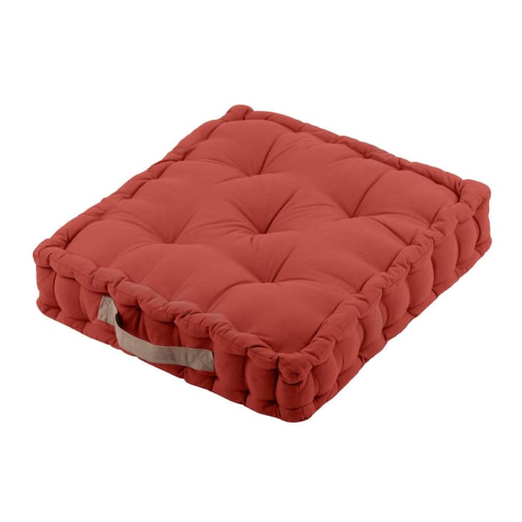 Coussin de sol bicolore coton rouge 45 x 45