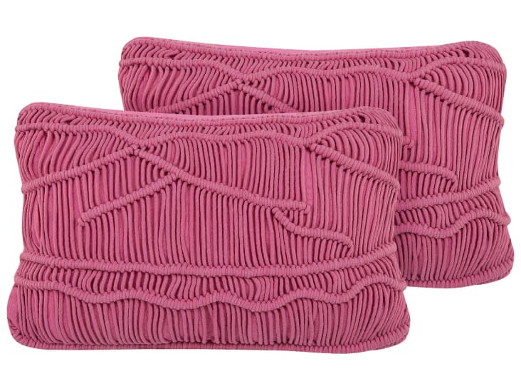 Set di 2 cuscini cotone macramè rosa 30 x 50 cm Kiris