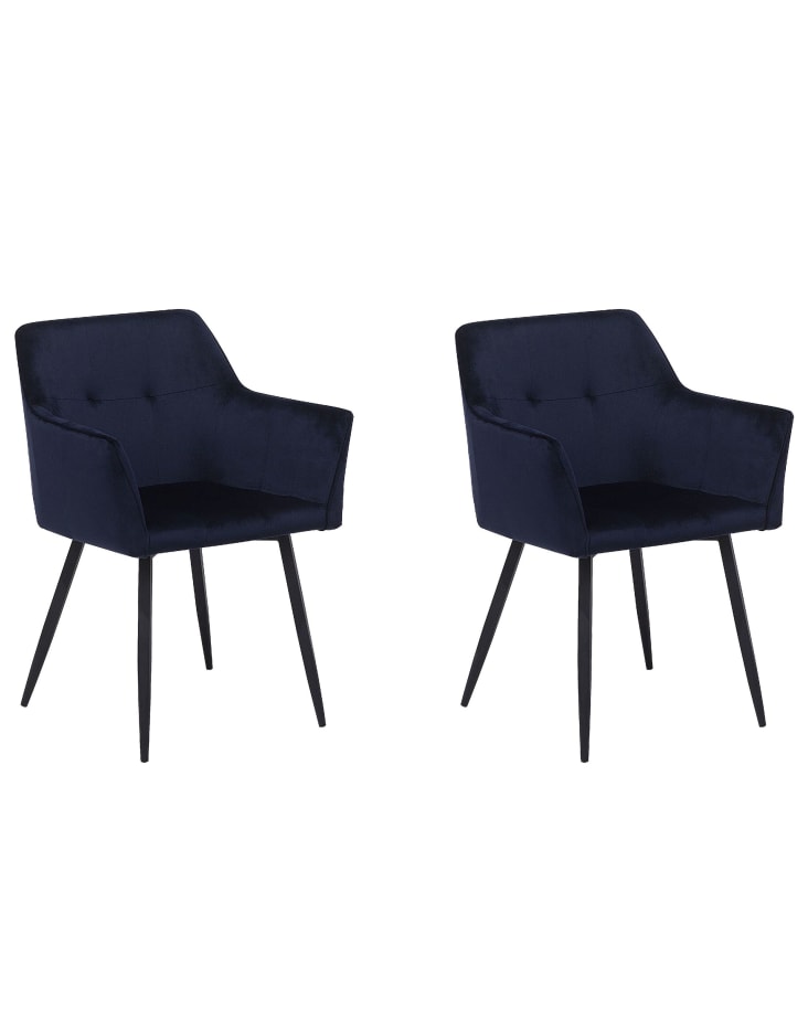 Lot de 2 chaise de salle à mangers en tissu bleu 60x91cm Jasmin