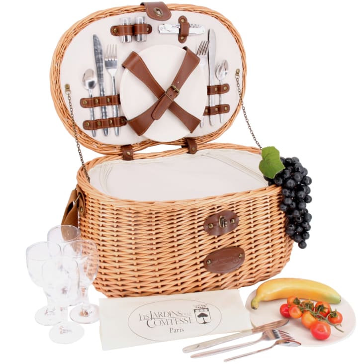 Cesta de Picnic de 25 piezas para 4 personas, juego de maleta de Picnic,  cesta de