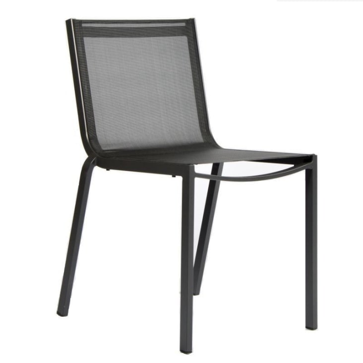 Chaise aluminium et textilène empilable gris anthracite