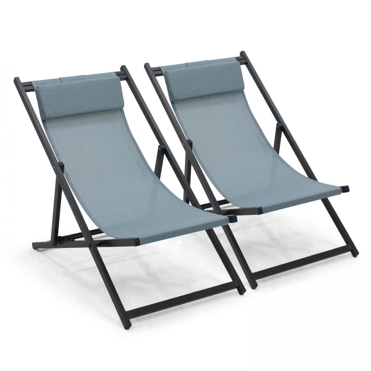 Liegestühle aus Aluminium und Textylen, Santiago (2erSet) Blau