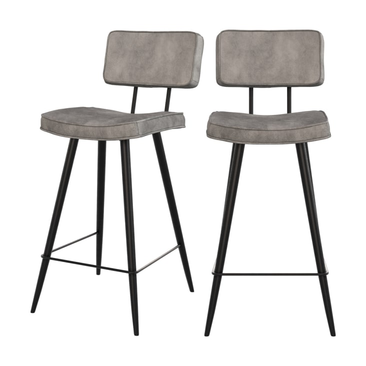 Lot de 2 chaises pour îlot central 66 cm en cuir synthétique gris Texas | Maisons du Monde