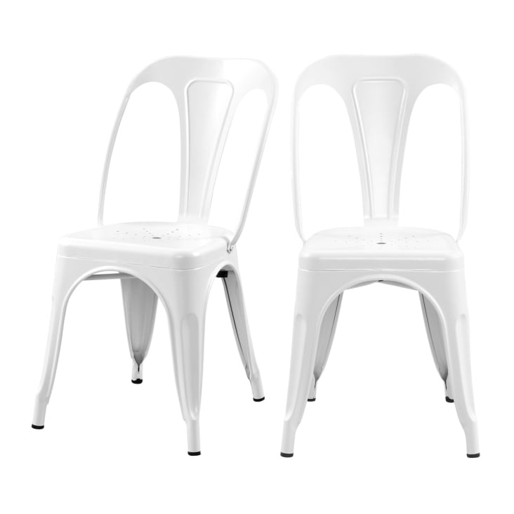 Chaise en métal blanc mat (lot de 2)