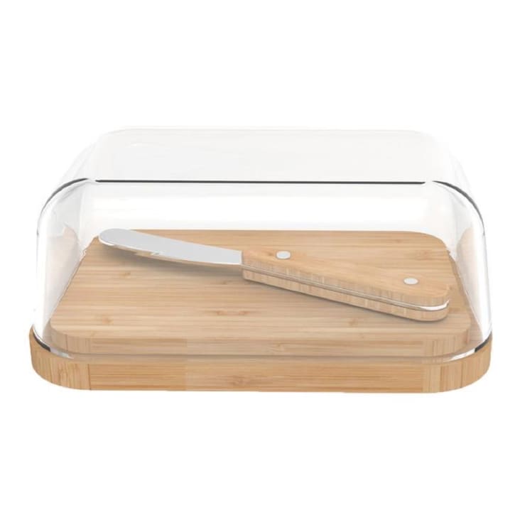 Boîte à beurre de cuisine, plateau avec couvercle et couteau