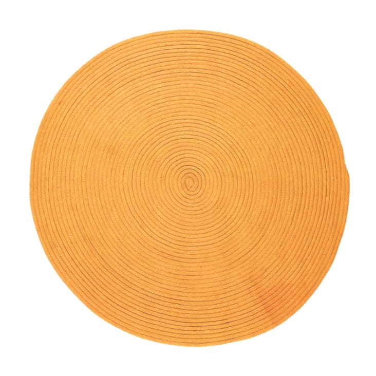 Tapis en coton réversible effet cordage jaune orangé diam.120