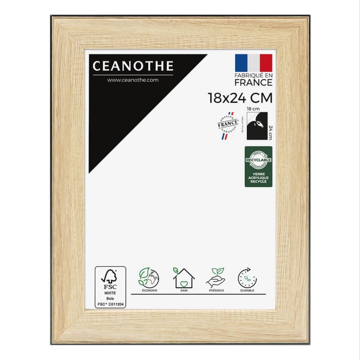 Cadre photo Argent 18x24 cm, en résine plastique - marque française