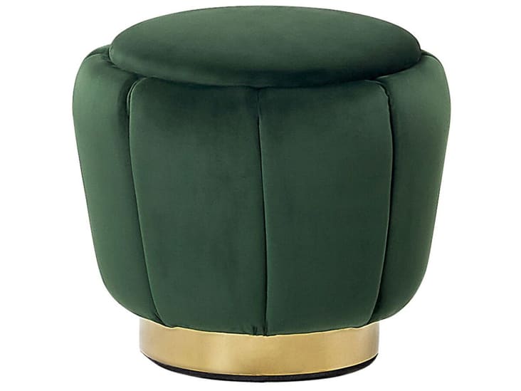 Moderno Pouf in Velluto Verde Irving