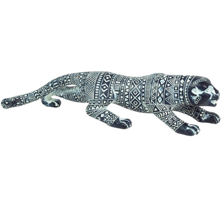 Leopard - Figurine décorative en aluminium argenté - Sculpture