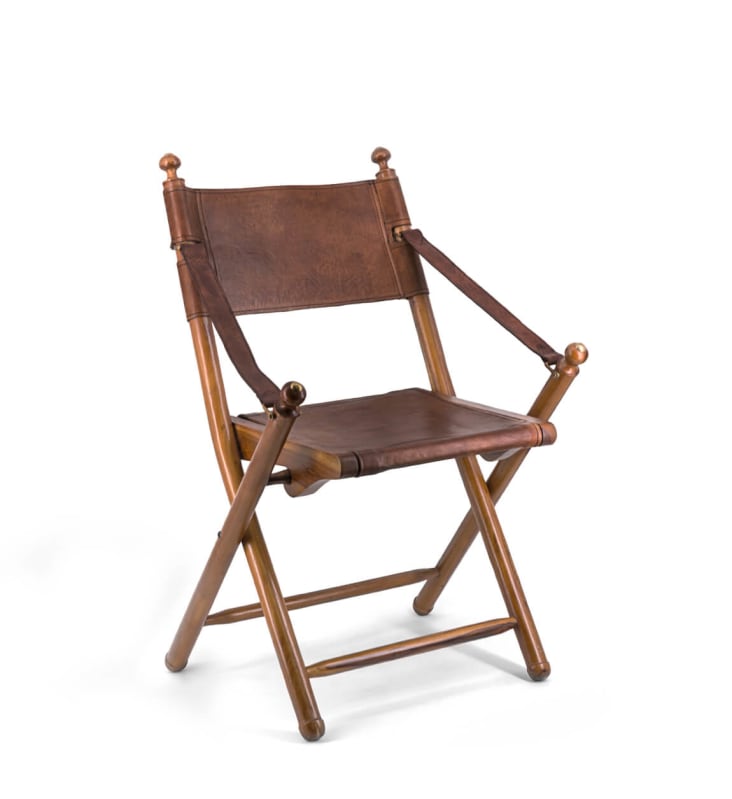 Sedia Pieghevole A Farfalla In Pelle - Dimensioni 75x75x87 Cm, Colore Marrone - Foto 3