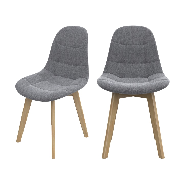 Chaise scandinave gris clair pieds bois d'hêtre (lot de 2) Yolo