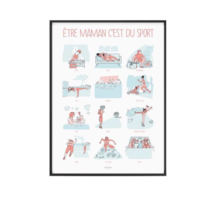 Affiche Super Maman - Être Maman c'est du sport - 40 x 60 cm