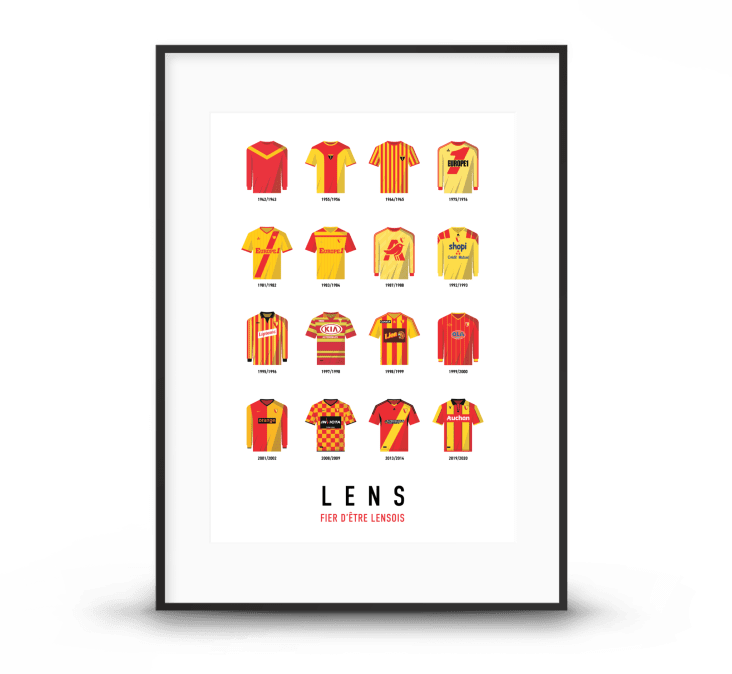 Affiche Football - Lens Maillots Historiques 30 x 40 cm