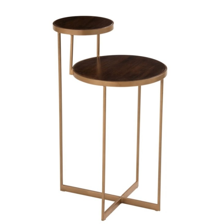 Table fer/bois de manguier or/brun H71,5cm