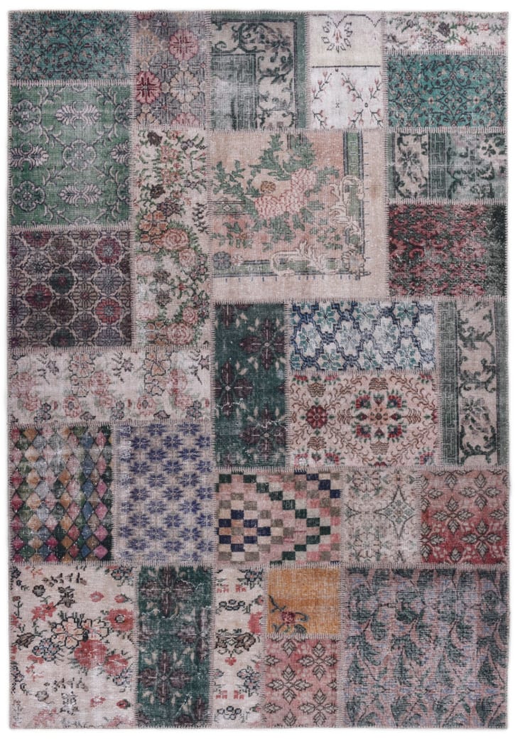 Tapis vintage tissé plat patchwork - multicolore 70x140 cm